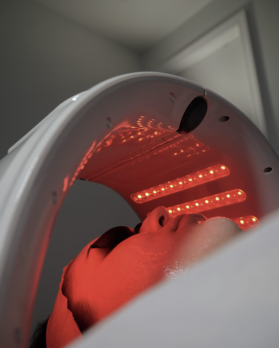 LED light therapy panel in the treatment room