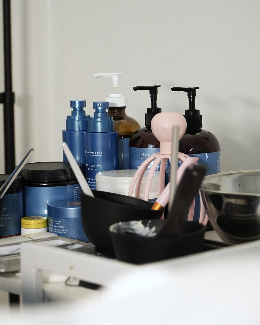 Backbar product shelf in the studio